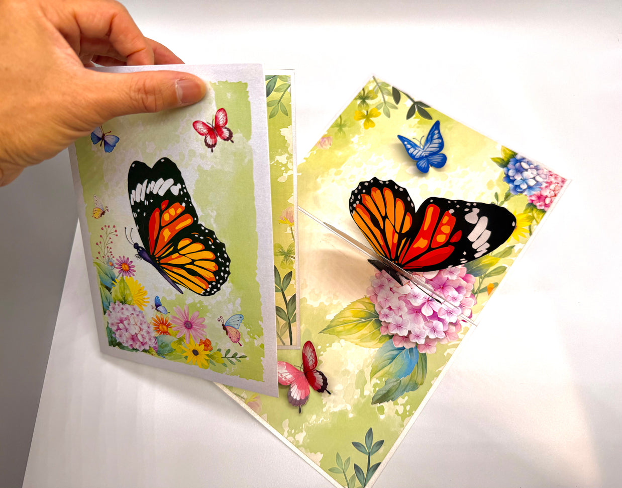 Butterflies Attracting Hydrangea Flowers Origami Pop Cards 3D Pop Up Greeting Card Happy Birthday Thank You Handmade Gift Thinking of You Blank Card for Any Occasion Happy Mother's Day Happy Father's Australiana Celebrate the Beauty of Flower