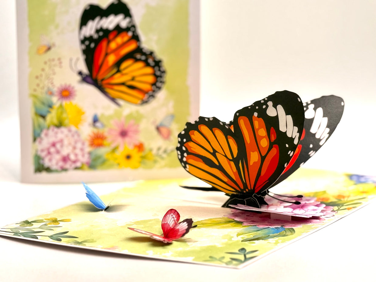 Butterflies Attracting Hydrangea Flowers Origami Pop Cards 3D Pop Up Greeting Card Happy Birthday Thank You Handmade Gift Thinking of You Blank Card for Any Occasion Happy Mother's Day Happy Father's Australiana Celebrate the Beauty of Flower