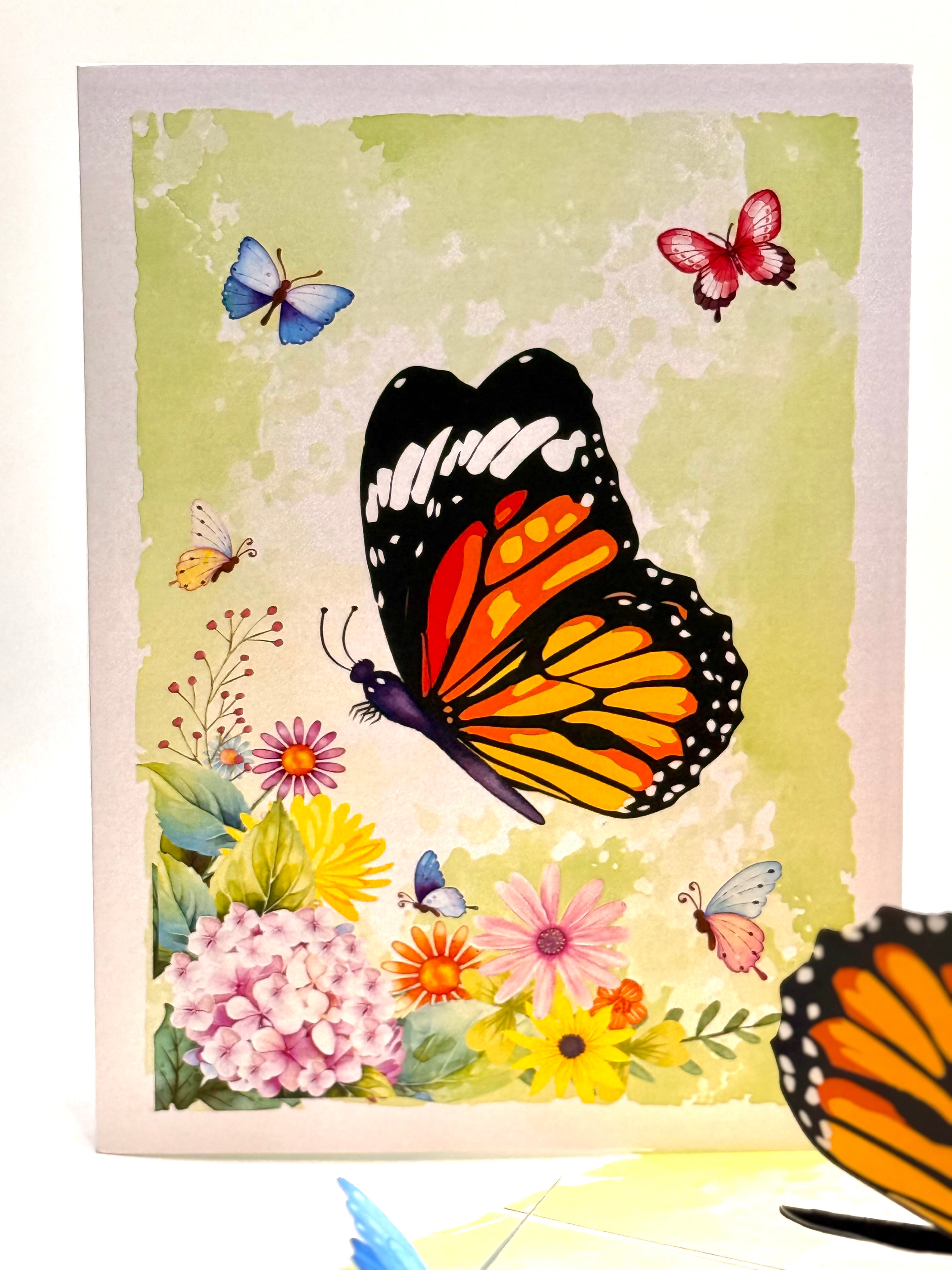 Butterflies Attracting Hydrangea Flowers Origami Pop Cards 3D Pop Up Greeting Card Happy Birthday Thank You Handmade Gift Thinking of You Blank Card for Any Occasion Happy Mother's Day Happy Father's Australiana Celebrate the Beauty of Flower