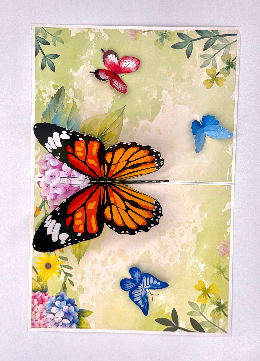 Butterflies Attracting Hydrangea Flowers Origami Pop Cards 3D Pop Up Greeting Card Happy Birthday Thank You Handmade Gift Thinking of You Blank Card for Any Occasion Happy Mother's Day Happy Father's Australiana Celebrate the Beauty of Flower