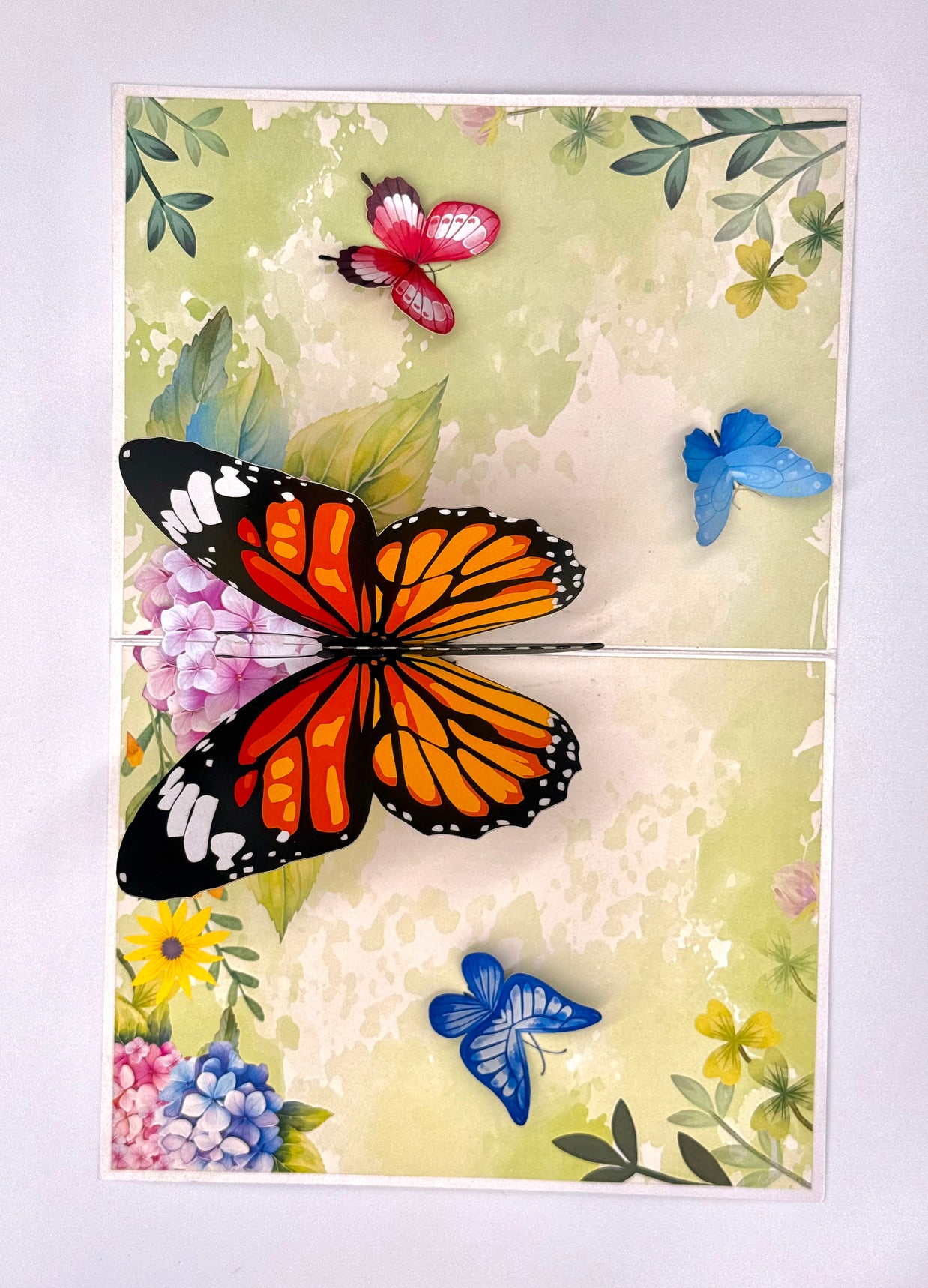 Butterflies Attracting Hydrangea Flowers Origami Pop Cards 3D Pop Up Greeting Card Happy Birthday Thank You Handmade Gift Thinking of You Blank Card for Any Occasion Happy Mother's Day Happy Father's Australiana Celebrate the Beauty of Flower