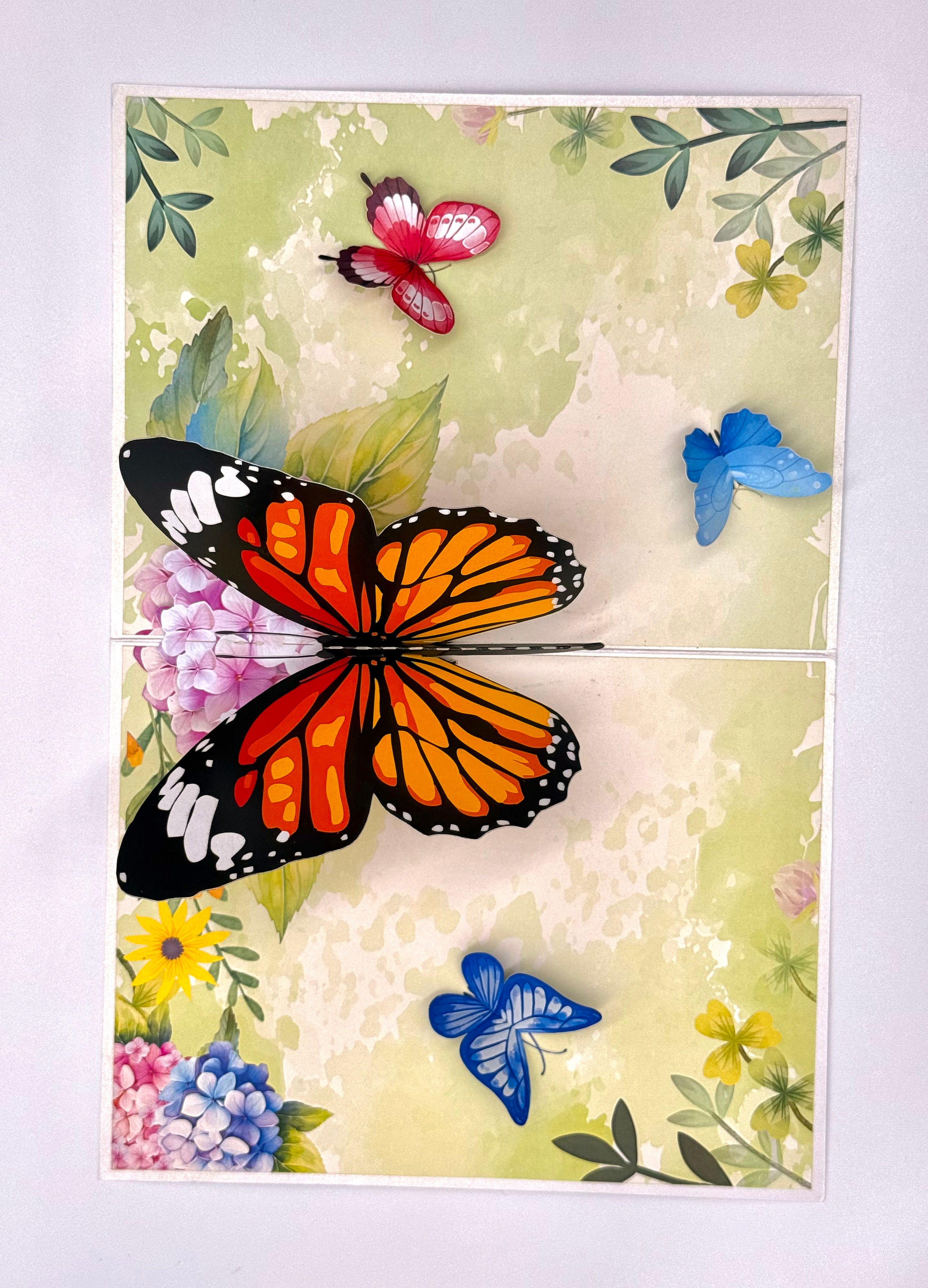 Butterflies Attracting Hydrangea Flowers Origami Pop Cards 3D Pop Up Greeting Card Happy Birthday Thank You Handmade Gift Thinking of You Blank Card for Any Occasion Happy Mother's Day Happy Father's Australiana Celebrate the Beauty of Flower