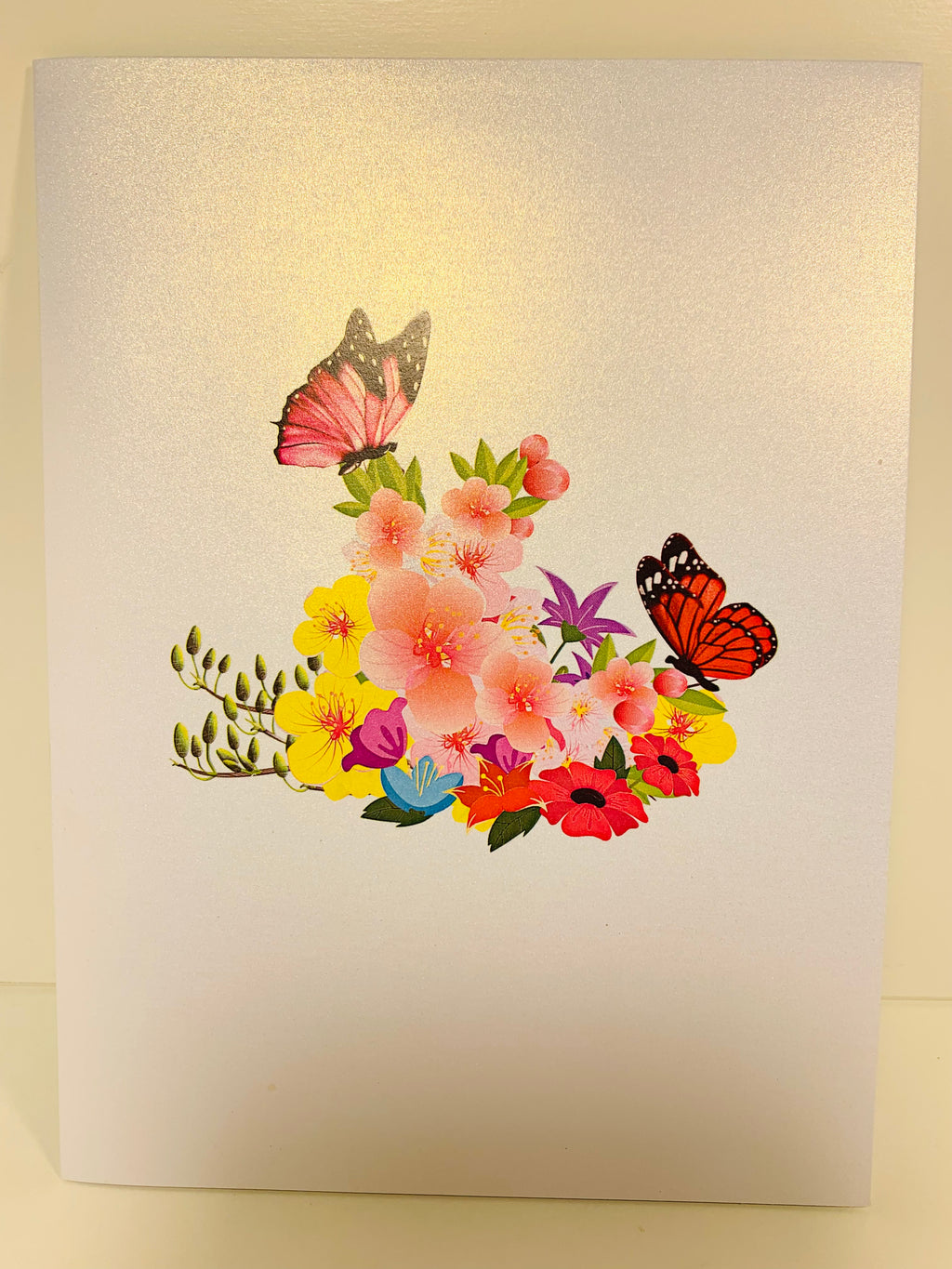 Butterflies Resting on a Bed of Spring Leaves & Flowers Origami Pop Cards 3D Pop Up Greeting Card Happy Birthday Thank You Handmade Gift Thinking of You Blank Card for Any Occasion Happy Mother's Day Australiana Celebrate the Beauty of Flower