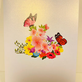 Butterflies Resting on a Bed of Spring Leaves & Flowers Origami Pop Cards 3D Pop Up Greeting Card Happy Birthday Thank You Handmade Gift Thinking of You Blank Card for Any Occasion Happy Mother's Day Australiana Celebrate the Beauty of Flower