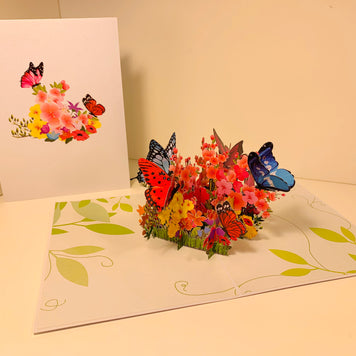 Butterflies Resting on a Bed of Spring Leaves & Flowers Origami Pop Cards 3D Pop Up Greeting Card Happy Birthday Thank You Handmade Gift Thinking of You Blank Card for Any Occasion Happy Mother's Day Australiana Celebrate the Beauty of Flower