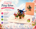 Lovebird Couple Superb Fairy-Wren or Known as Blue Wren Aussie Bird Origami Pop Cards 3D Pop Up Greeting Card Best Wishes Happy Birthday Gift Thank You Handmade Blank Card for Any Occasion Happy Mother's Day Happy Mother's Day Celebrate Beauty of Flower