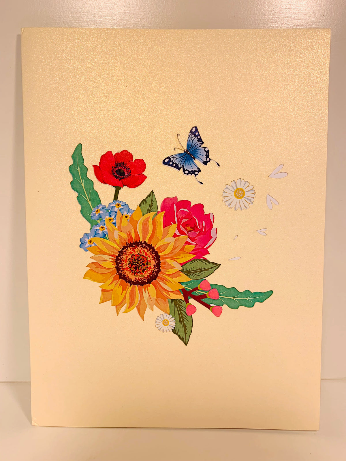 CREAM Spring Colourful Flower Basket Origami Pop Cards 3D Pop Up Greeting Card Happy Birthday Thank You Handmade Gift Thinking of You Blank Card for Any Occasion Happy Mother's Day Happy Father's Australiana Celebrate the Beauty of Flower and Romantic