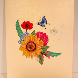 CREAM Spring Colourful Flower Basket Origami Pop Cards 3D Pop Up Greeting Card Happy Birthday Thank You Handmade Gift Thinking of You Blank Card for Any Occasion Happy Mother's Day Happy Father's Australiana Celebrate the Beauty of Flower and Romantic