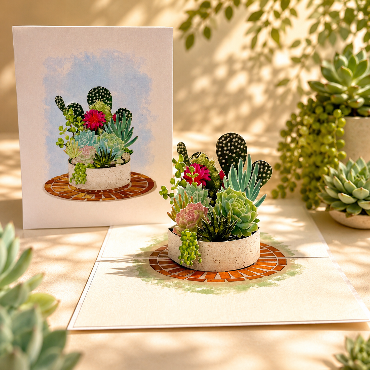 Cactus & Succulent Garden Origami Pop Cards 3D Pop Up Greeting Card Happy Birthday Thank You Handmade Best Wishes Gift Thinking of You Blank Card for Any Occasion Happy Mother's Day Happy Father's Australiana Celebrate the Beauty of Nature