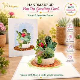 Cactus & Succulent Garden Origami Pop Cards 3D Pop Up Greeting Card Happy Birthday Thank You Handmade Best Wishes Gift Thinking of You Blank Card for Any Occasion Happy Mother's Day Happy Father's Australiana Celebrate the Beauty of Nature