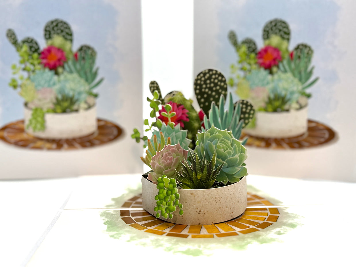 Cactus & Succulent Garden Origami Pop Cards 3D Pop Up Greeting Card Happy Birthday Thank You Handmade Best Wishes Gift Thinking of You Blank Card for Any Occasion Happy Mother's Day Happy Father's Australiana Celebrate the Beauty of Nature