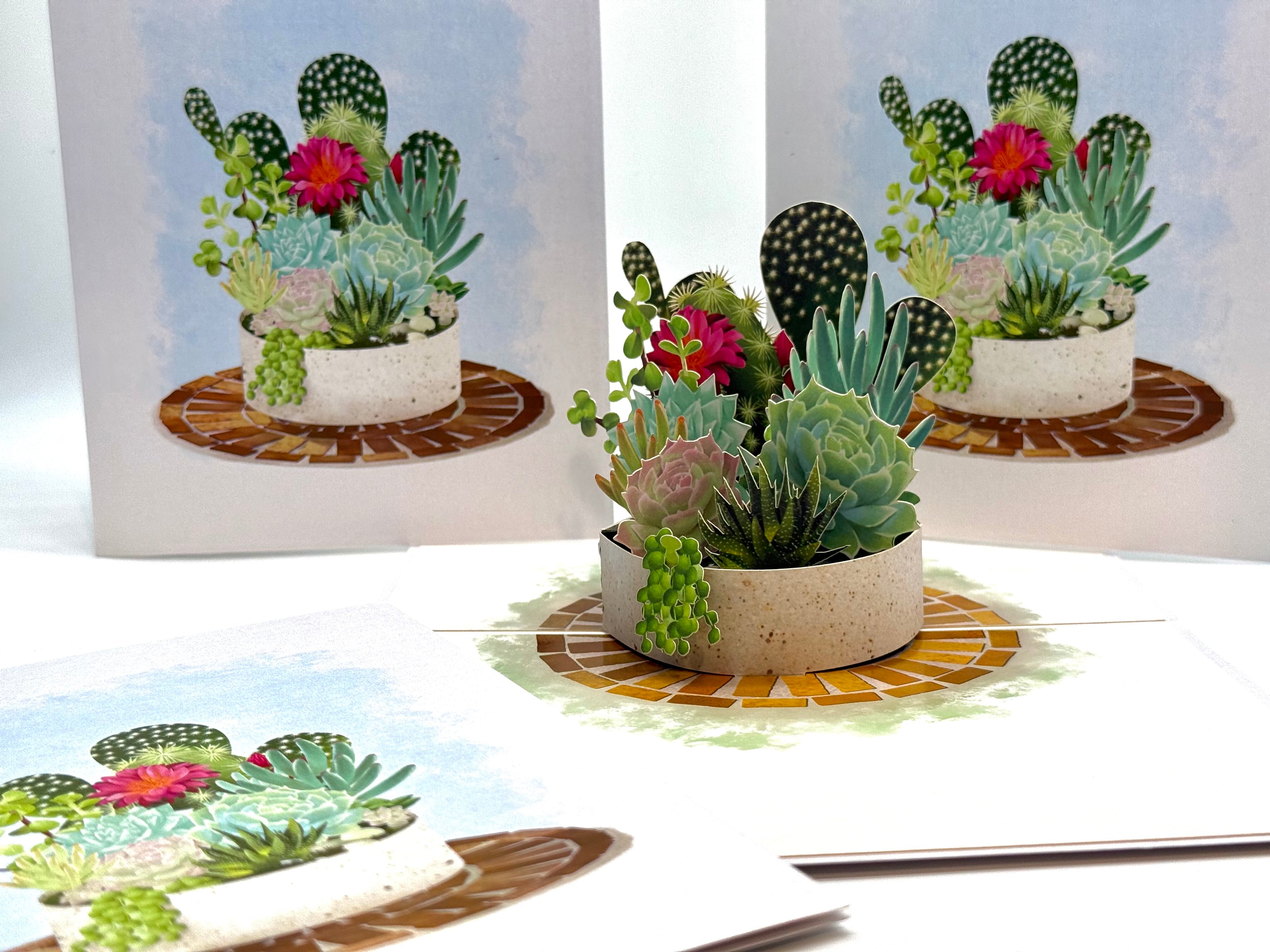 Cactus & Succulent Garden Origami Pop Cards 3D Pop Up Greeting Card Happy Birthday Thank You Handmade Best Wishes Gift Thinking of You Blank Card for Any Occasion Happy Mother's Day Happy Father's Australiana Celebrate the Beauty of Nature