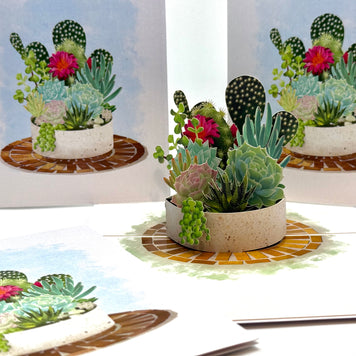 Cactus & Succulent Garden Origami Pop Cards 3D Pop Up Greeting Card Happy Birthday Thank You Handmade Best Wishes Gift Thinking of You Blank Card for Any Occasion Happy Mother's Day Happy Father's Australiana Celebrate the Beauty of Nature