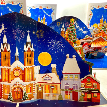Cat World Snowy Village Winter Wonderland Amusement Park Origami Pop Cards 3D Pop Up Greeting Card Merry Christmas Thank You Handmade Best Wishes Blank Card Gift Happy Holidays Celebrate the Special Day