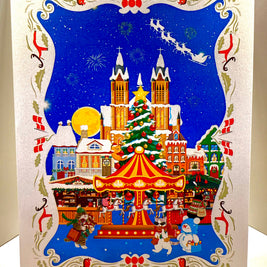 Cat World Snowy Village Winter Wonderland Amusement Park Origami Pop Cards 3D Pop Up Greeting Card Merry Christmas Thank You Handmade Best Wishes Blank Card Gift Happy Holidays Celebrate the Special Day