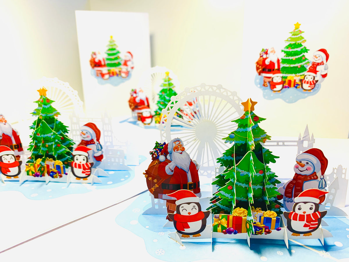 Celebrate Christmas with Santa Claus Snowman Penguin Origami Pop Cards 3D Pop Up Greeting Card Merry Christmas Thank You Handmade Best Wishes Blank Card Gift Happy Holidays Celebrate the Special Day Moment with Family and Friends