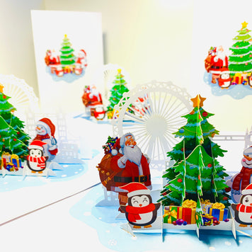 Celebrate Christmas with Santa Claus Snowman Penguin Origami Pop Cards 3D Pop Up Greeting Card Merry Christmas Thank You Handmade Best Wishes Blank Card Gift Happy Holidays Celebrate the Special Day Moment with Family and Friends