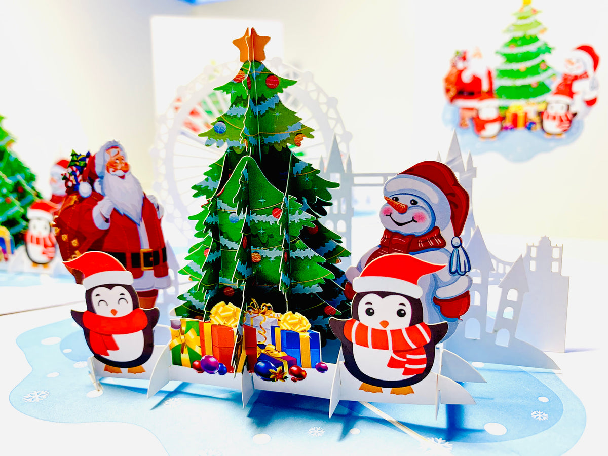 Celebrate Christmas with Santa Claus Snowman Penguin Origami Pop Cards 3D Pop Up Greeting Card Merry Christmas Thank You Handmade Best Wishes Blank Card Gift Happy Holidays Celebrate the Special Day Moment with Family and Friends