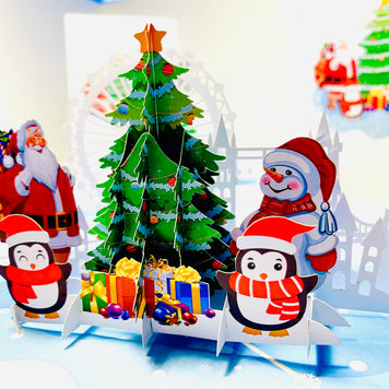 Celebrate Christmas with Santa Claus Snowman Penguin Origami Pop Cards 3D Pop Up Greeting Card Merry Christmas Thank You Handmade Best Wishes Blank Card Gift Happy Holidays Celebrate the Special Day Moment with Family and Friends
