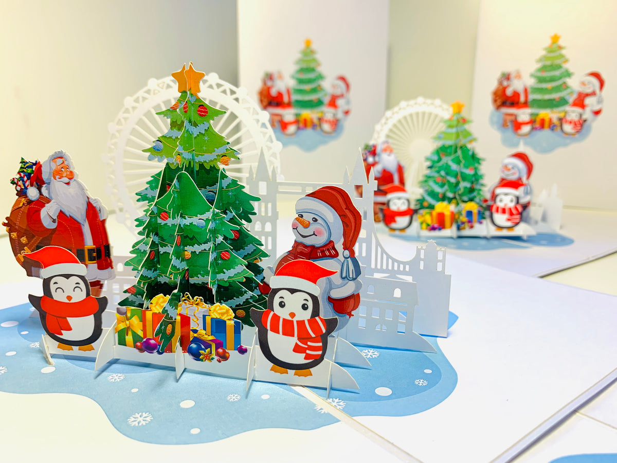 Celebrate Christmas with Santa Claus Snowman Penguin Origami Pop Cards 3D Pop Up Greeting Card Merry Christmas Thank You Handmade Best Wishes Blank Card Gift Happy Holidays Celebrate the Special Day Moment with Family and Friends