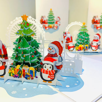 Celebrate Christmas with Santa Claus Snowman Penguin Origami Pop Cards 3D Pop Up Greeting Card Merry Christmas Thank You Handmade Best Wishes Blank Card Gift Happy Holidays Celebrate the Special Day Moment with Family and Friends