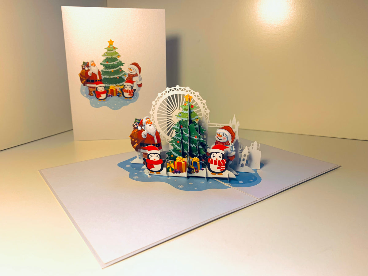 Celebrate Christmas with Santa Claus Snowman Penguin Origami Pop Cards 3D Pop Up Greeting Card Merry Christmas Thank You Handmade Best Wishes Blank Card Gift Happy Holidays Celebrate the Special Day Moment with Family and Friends