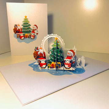 Celebrate Christmas with Santa Claus Snowman Penguin Origami Pop Cards 3D Pop Up Greeting Card Merry Christmas Thank You Handmade Best Wishes Blank Card Gift Happy Holidays Celebrate the Special Day Moment with Family and Friends