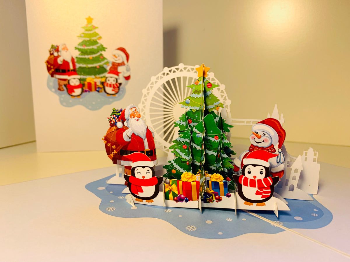 Celebrate Christmas with Santa Claus Snowman Penguin Origami Pop Cards 3D Pop Up Greeting Card Merry Christmas Thank You Handmade Best Wishes Blank Card Gift Happy Holidays Celebrate the Special Day Moment with Family and Friends