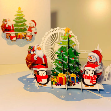 Celebrate Christmas with Santa Claus Snowman Penguin Origami Pop Cards 3D Pop Up Greeting Card Merry Christmas Thank You Handmade Best Wishes Blank Card Gift Happy Holidays Celebrate the Special Day Moment with Family and Friends