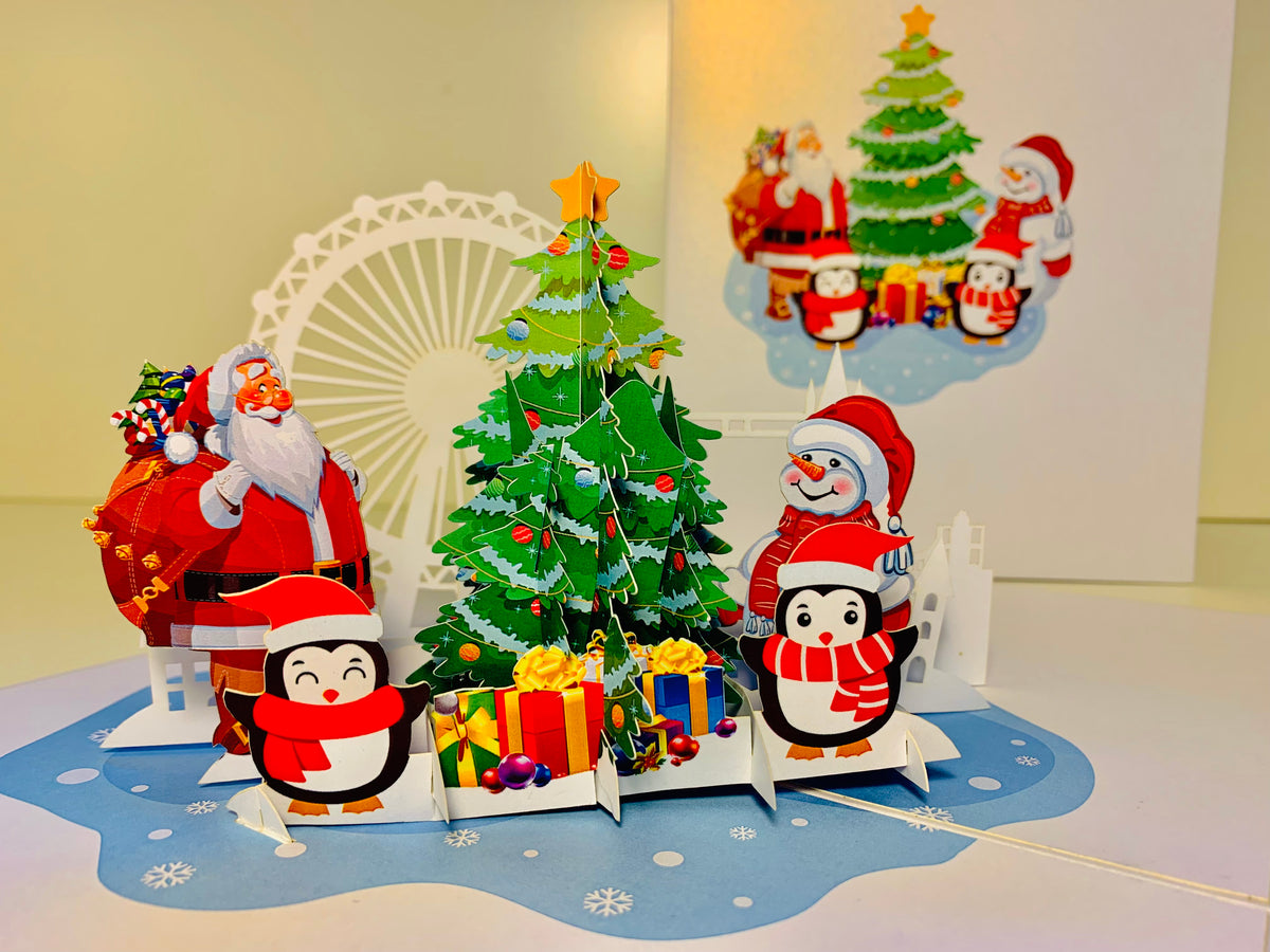 Celebrate Christmas with Santa Claus Snowman Penguin Origami Pop Cards 3D Pop Up Greeting Card Merry Christmas Thank You Handmade Best Wishes Blank Card Gift Happy Holidays Celebrate the Special Day Moment with Family and Friends