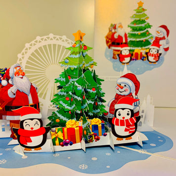 Celebrate Christmas with Santa Claus Snowman Penguin Origami Pop Cards 3D Pop Up Greeting Card Merry Christmas Thank You Handmade Best Wishes Blank Card Gift Happy Holidays Celebrate the Special Day Moment with Family and Friends