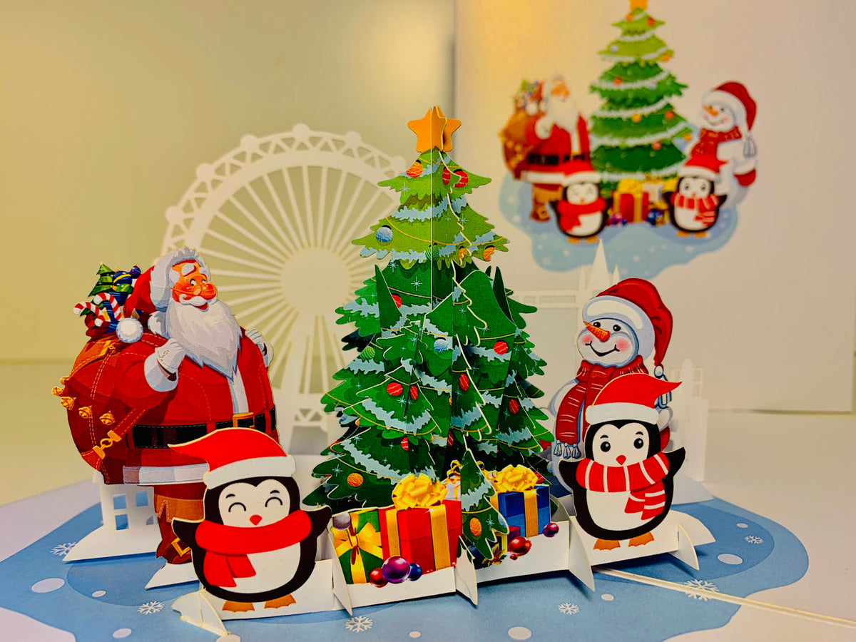 Celebrate Christmas with Santa Claus Snowman Penguin Origami Pop Cards 3D Pop Up Greeting Card Merry Christmas Thank You Handmade Best Wishes Blank Card Gift Happy Holidays Celebrate the Special Day Moment with Family and Friends