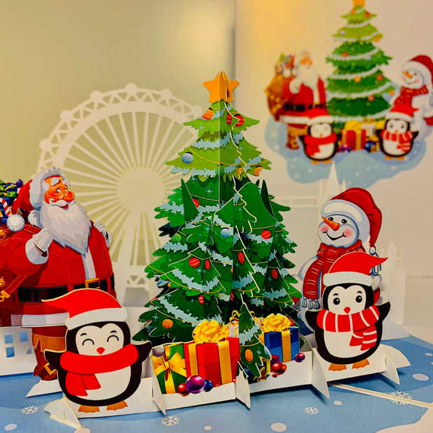Celebrate Christmas with Santa Claus Snowman Penguin Origami Pop Cards 3D Pop Up Greeting Card Merry Christmas Thank You Handmade Best Wishes Blank Card Gift Happy Holidays Celebrate the Special Day Moment with Family and Friends