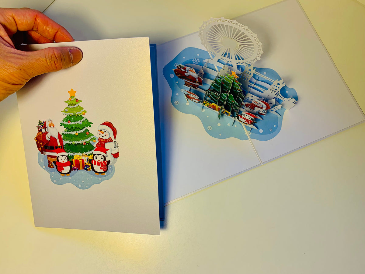 Celebrate Christmas with Santa Claus Snowman Penguin Origami Pop Cards 3D Pop Up Greeting Card Merry Christmas Thank You Handmade Best Wishes Blank Card Gift Happy Holidays Celebrate the Special Day Moment with Family and Friends