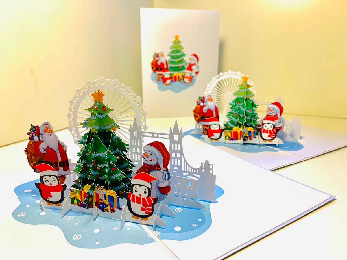 Celebrate Christmas with Santa Claus Snowman Penguin Origami Pop Cards 3D Pop Up Greeting Card Merry Christmas Thank You Handmade Best Wishes Blank Card Gift Happy Holidays Celebrate the Special Day Moment with Family and Friends