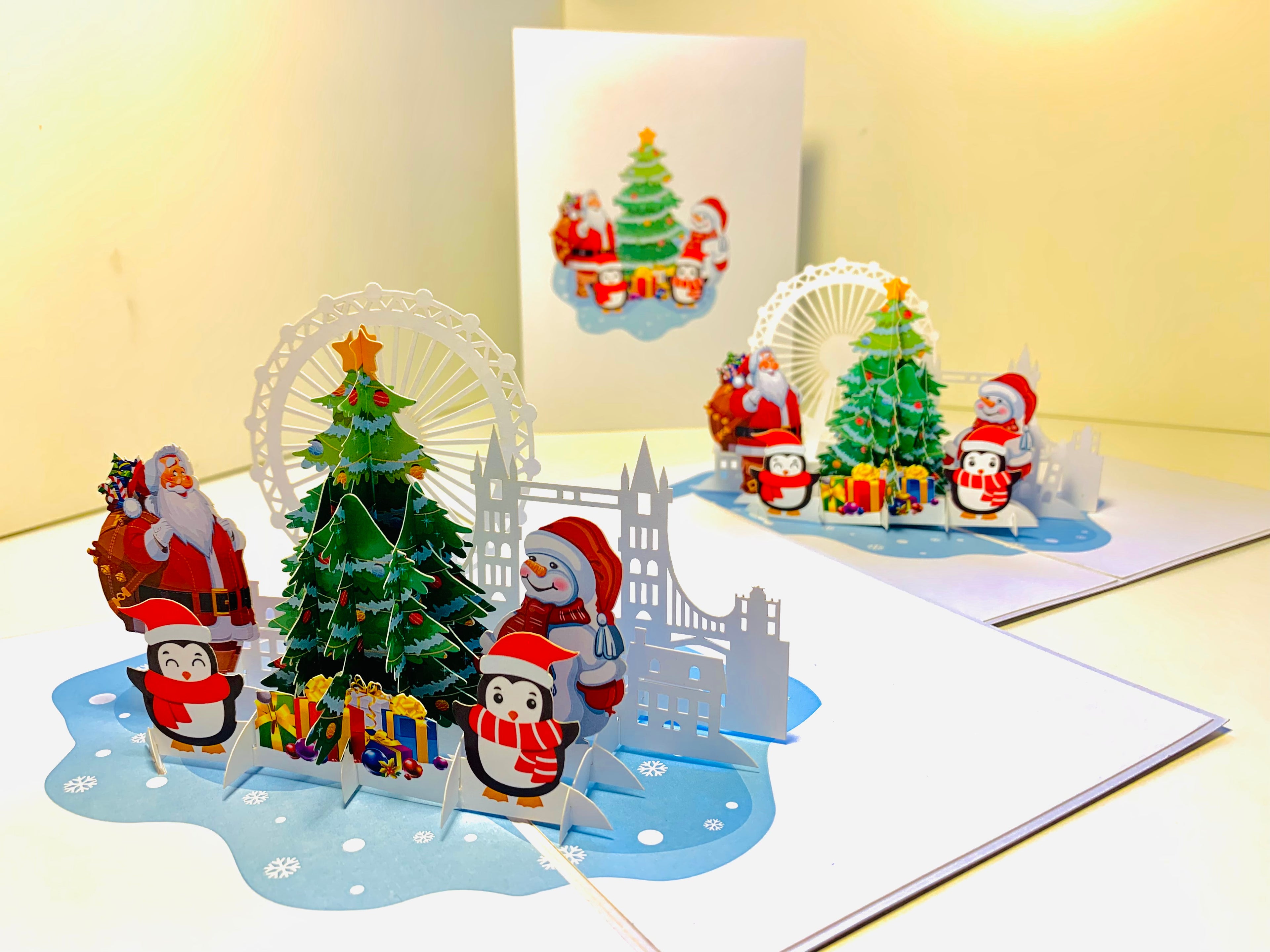 Celebrate Christmas with Santa Claus Snowman Penguin Origami Pop Cards 3D Pop Up Greeting Card Merry Christmas Thank You Handmade Best Wishes Blank Card Gift Happy Holidays Celebrate the Special Day Moment with Family and Friends