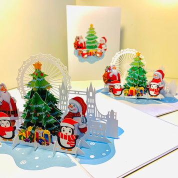 Celebrate Christmas with Santa Claus Snowman Penguin Origami Pop Cards 3D Pop Up Greeting Card Merry Christmas Thank You Handmade Best Wishes Blank Card Gift Happy Holidays Celebrate the Special Day Moment with Family and Friends
