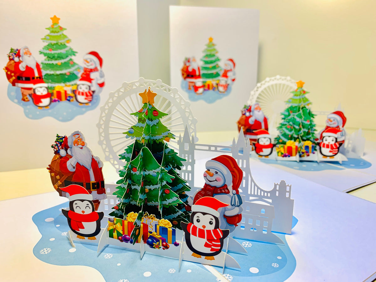 Celebrate Christmas with Santa Claus Snowman Penguin Origami Pop Cards 3D Pop Up Greeting Card Merry Christmas Thank You Handmade Best Wishes Blank Card Gift Happy Holidays Celebrate the Special Day Moment with Family and Friends