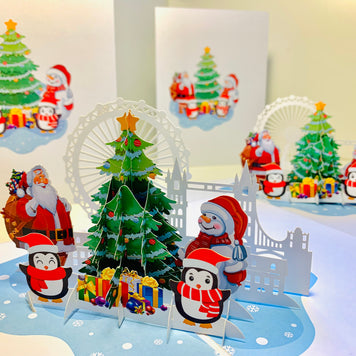 Celebrate Christmas with Santa Claus Snowman Penguin Origami Pop Cards 3D Pop Up Greeting Card Merry Christmas Thank You Handmade Best Wishes Blank Card Gift Happy Holidays Celebrate the Special Day Moment with Family and Friends