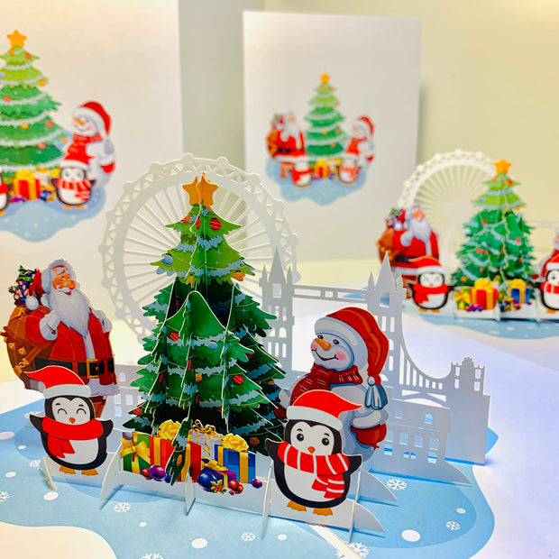 Celebrate Christmas with Santa Claus Snowman Penguin Origami Pop Cards 3D Pop Up Greeting Card Merry Christmas Thank You Handmade Best Wishes Blank Card Gift Happy Holidays Celebrate the Special Day Moment with Family and Friends