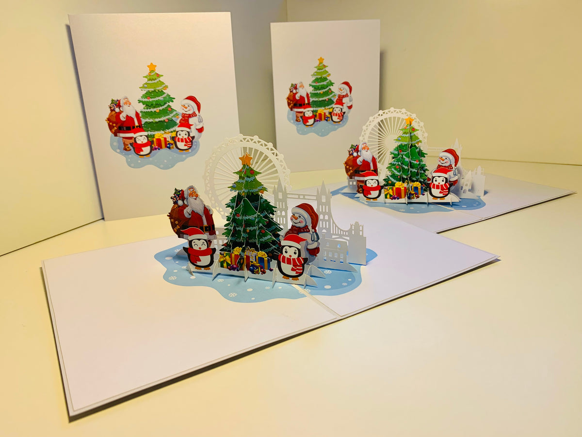 Celebrate Christmas with Santa Claus Snowman Penguin Origami Pop Cards 3D Pop Up Greeting Card Merry Christmas Thank You Handmade Best Wishes Blank Card Gift Happy Holidays Celebrate the Special Day Moment with Family and Friends
