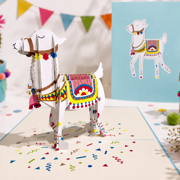 Baby Blue LLAMA Origami Pop Cards 3D Pop Up Greeting Card Happy Birthday Thank You Handmade Gift Thinking of You Blank Card for Any Occasion Happy Mother's Day Australiana Celebrate the Beauty of Animals Perfect Gift for Baby