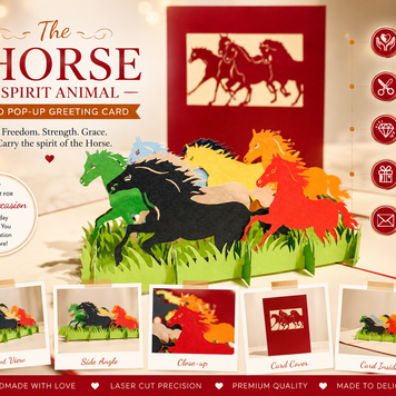 The Horse Spirit Animal Origami Pop Cards 3D Pop Up Greeting Card Happy Birthday Thank You Handmade Gift Thinking of You Blank Card for Any Occasion Happy Mother's Day Happy Father's Australiana Celebrate the Beauty