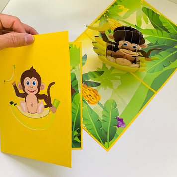 Cheeky Monkey Go Bananas - Perfect for Father's Day or Special Birthday Event Origami Pop Cards 3D Pop Up Greeting Card Happy Birthday Handmade Gift Thinking of You Blank Card for Any Occasion Happy Father's Australiana Celebrate the Beauty