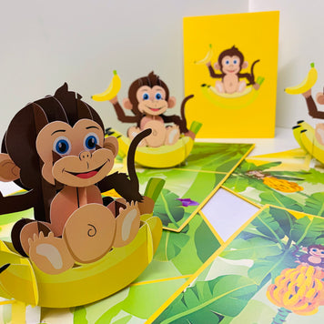 Cheeky Monkey Go Bananas - Perfect for Father's Day or Special Birthday Event Origami Pop Cards 3D Pop Up Greeting Card Happy Birthday Handmade Gift Thinking of You Blank Card for Any Occasion Happy Father's Australiana Celebrate the Beauty
