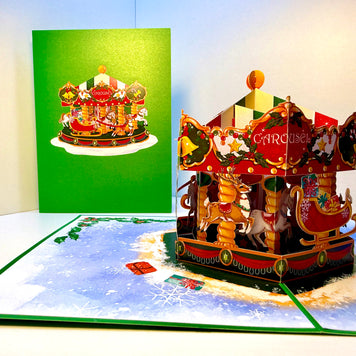 🎄 Christmas Carousel 3D Pop-Up Greeting Card – Perfect Gift for Merry-Go-Round Lovers 🎄 Origami Pop Cards 3D Pop Up Greeting Card Merry Christmas Thank You Handmade Best Wishes Blank Card Gift Happy Holidays Celebrate the Special Day