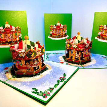 🎄 Christmas Carousel 3D Pop-Up Greeting Card – Perfect Gift for Merry-Go-Round Lovers 🎄 Origami Pop Cards 3D Pop Up Greeting Card Merry Christmas Thank You Handmade Best Wishes Blank Card Gift Happy Holidays Celebrate the Special Day