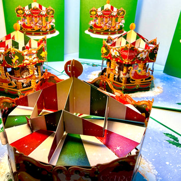 🎄 Christmas Carousel 3D Pop-Up Greeting Card – Perfect Gift for Merry-Go-Round Lovers 🎄 Origami Pop Cards 3D Pop Up Greeting Card Merry Christmas Thank You Handmade Best Wishes Blank Card Gift Happy Holidays Celebrate the Special Day