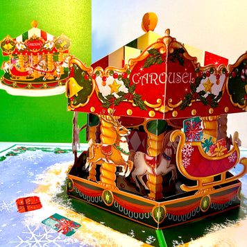 🎄 Christmas Carousel 3D Pop-Up Greeting Card – Perfect Gift for Merry-Go-Round Lovers 🎄 Origami Pop Cards 3D Pop Up Greeting Card Merry Christmas Thank You Handmade Best Wishes Blank Card Gift Happy Holidays Celebrate the Special Day
