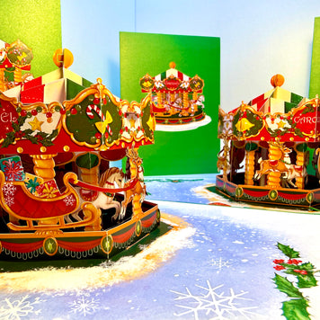 🎄 Christmas Carousel 3D Pop-Up Greeting Card – Perfect Gift for Merry-Go-Round Lovers 🎄 Origami Pop Cards 3D Pop Up Greeting Card Merry Christmas Thank You Handmade Best Wishes Blank Card Gift Happy Holidays Celebrate the Special Day
